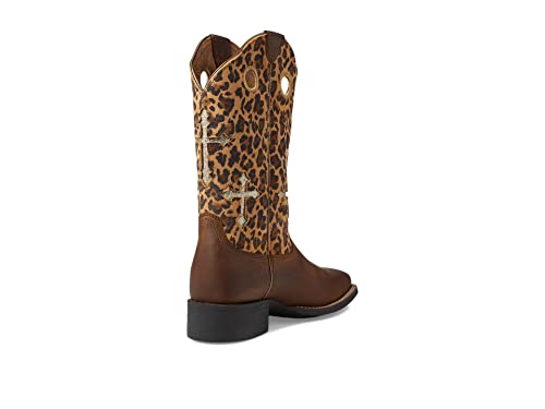 ARIAT ARIAT BMVY9 Womens Round Up Crossroads Western Boot Distressed Tan/Sparkle Leopard 7