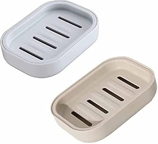 2Pack Plastic Soap Dish Square Soap Dishes Double Layer Draining Soap Dish Tray Soap Holder Soap Saver Box Container Removable Soap Drainers for Bathroom Shower Kitchen Sponage Keep Soap Dry