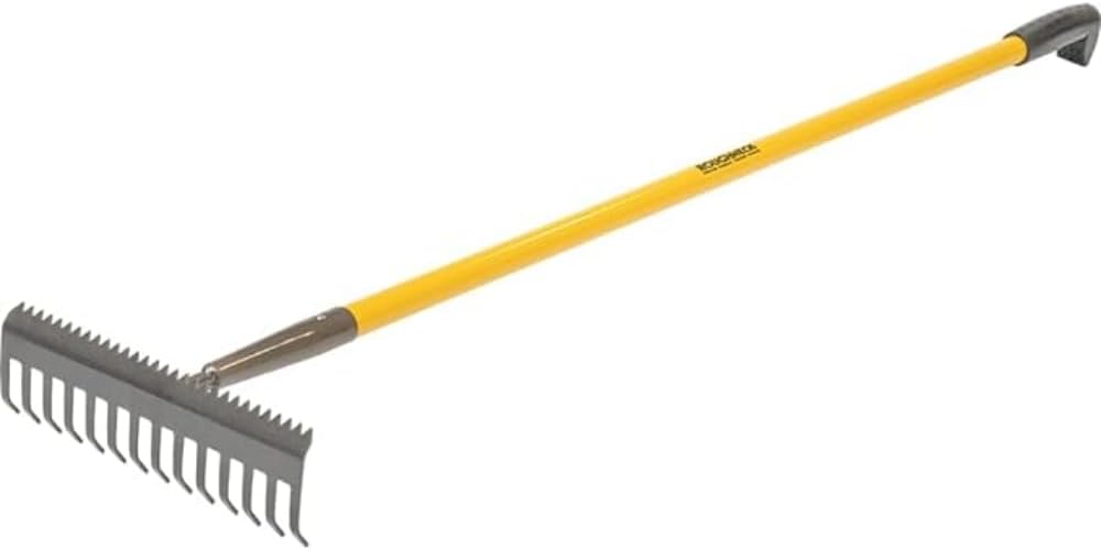 Roughneck ROU68302 Sharp-Edge Soil Rake 350x1500mm/13¾x59", Black- Yellow