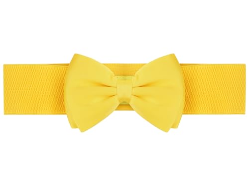 Ceinture élastique jaune à nœud papillon Allegra K pour robe de mariée, taille 60-80cm