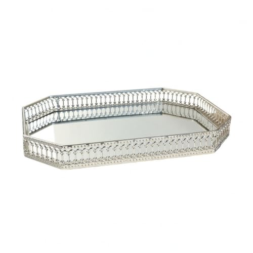 Image of predolo Luxury Tray with Mirrored Glass Surface -influenced, Mirror Vanity Tray, Decorative, for Coffee Table, L, Rectangle