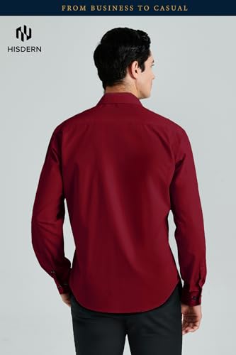 Image of HISDERN Mens Dress Shirts Long Sleeve Button Down Casual Shirts for Men Inner Contrast Formal Business Tuxedo Wedding Shirt