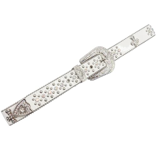 Rhinestones Cross Belt for Men Women Studded Belts Cowgirl Belts For Women Black/Silver/White Belt For Jean Pant4