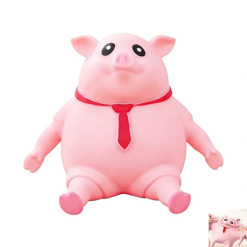 Juguete Antiestrés Cerdo Squishy de TPR Suave, Pelota Antiestrés Sensorial para Apretar y Estirar, Alivio de Estrés y Ansiedad para Adultos y Niños, Juguete Terapéutico Oficina y Hogar, Cerdo Juguete