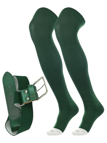 TCK Prosport Baseball Socks and Belt Combo Over the Knee (Dark Green Small)