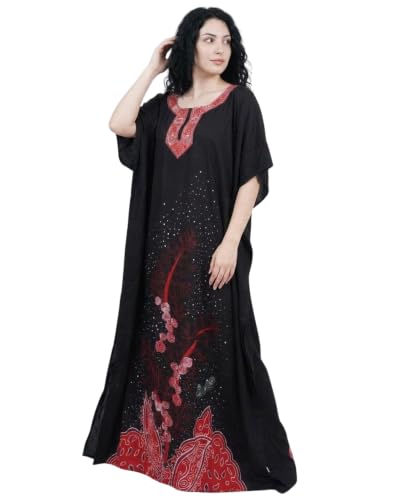 Image of Oussum Women Polyester Casual Long Plus Size Beach Caftan Cover Up Maxi Dress 1X-3X Summer Kaftan Dresses for Women