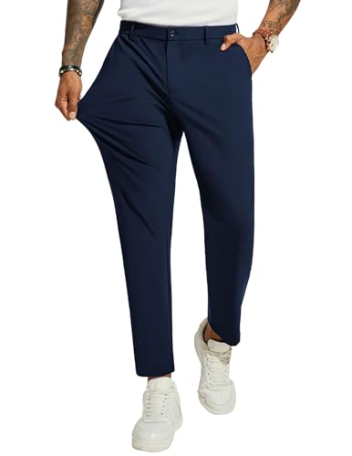 PJ PAUL JONES Men 4 Way Stretch Golf Pants Casual Slim Fit Cropped Tapered Dress Pants Lightweight Business Trousers