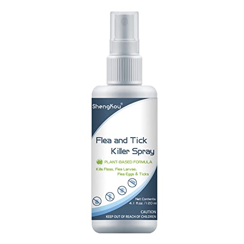 Flea and Tick Spray for Pets and Home - Safe for Humans, Kids and Pets - Natural and Effective Treatment for Ticks, Fleas and Insects - Indoor and Outdoor Use - Charity Donation Included