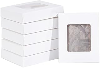 BENECREAT 30 Packs Brown Kraft Paper Boxes Small Gift Boxes with Clear Windows 8.5x6x3cm for Party Favor Treats, Bakery, and Jewelry Packaging
