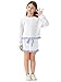 APWEQATA Gilrs Outfits Color Block Ruffle Long Sleeve Shirts and Drawstring Short Sets Comfy Kids 2 Pcs Sweatsuits(White,150)