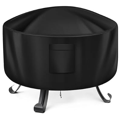 WLEAFJ Fire Pit Cover Round for Fire Pit 38 Inch, Heavy Duty Oxford Fabric Firepit Cover Round, Full Coverage Patio Outdoor Fireplace Cover, Waterproof Fire Bowl Cover
