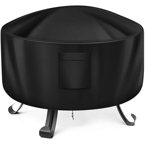 WLEAFJ Fire Pit Cover Round for Fire Pit 22 Inch – 34 Inch, 420D Heavy Duty Oxford Fabric Firepit Cover Round, Full Coverage Patio Outdoor Fireplace Cover, Waterproof Fire Bowl Cover Cover