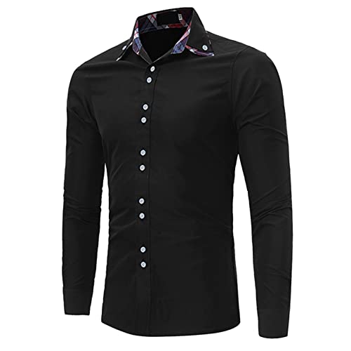 Men's Classic Lined Colorful Casual Slim Long Sleeve Shirt Business Dress Shirt Button Down Shirt Plaid Collar4