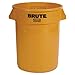 Round Brute Container, Plastic, 32 Gal, Yellow