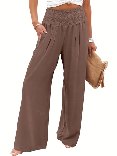 ANRABESS High-Waisted Wide-Leg Palazzo Pants (Coffee)