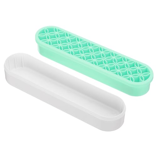 Image of PATIKIL Diamond Painted Pen Holder, Silicone Makeup Brush Holder Multi-Purpose Cosmetic Storage Box Desktop Organizer for Art Craft, Green