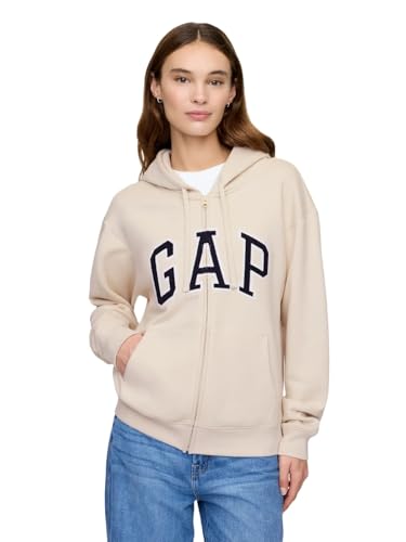 Gap Womens Logo Hoodie Hooded Full Zip Sweatshirt Chino S