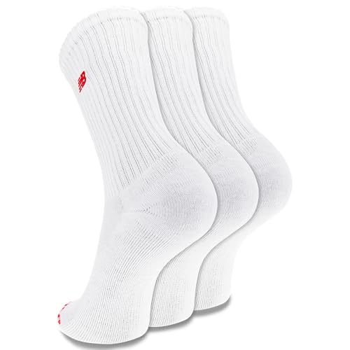 New Balance Meias unissex masculinas e femininas de algodão orgânico - 3 pares - suporte de arco, Lo