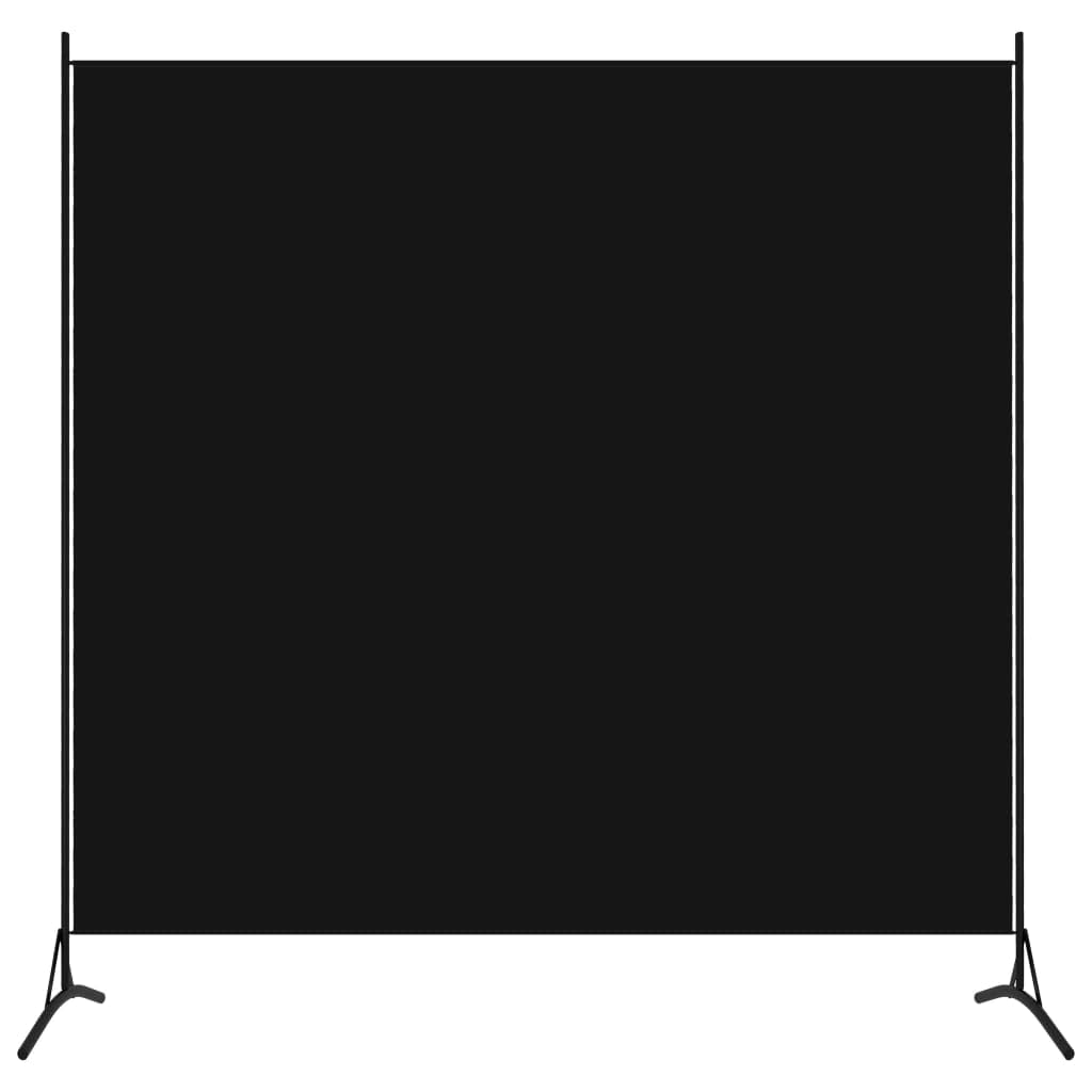 vidaXL Single-Panel Freestanding Room Divider - Stylish and Convenient Partition Screen for Privacy in Living Room, Bedroom - 175x180 cm - Black - Iron and Fabric - Assembly required