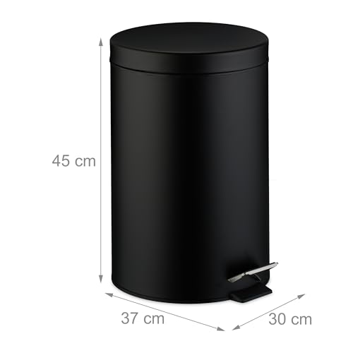 Image of Relaxdays Kitchen Bin 20 Litre with Lid Removable Inner Bucket Foot Pedal Matt Design Pedal Bin Black