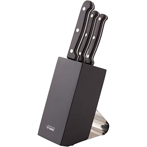 Judge Kitchen Knife Set Block with Knives, 3 Piece, Stainless Steel, Razor Sharp Blades, Paring + Utility + Cooks Knife
