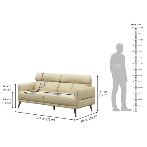 Image of Wakefit 6 Seater Sofa Set | 5 Year Warranty | Modern Beige Leatherette Fabric Sofa for Living Room | 3+2+1 Seater - Azores(Robin : Beige)