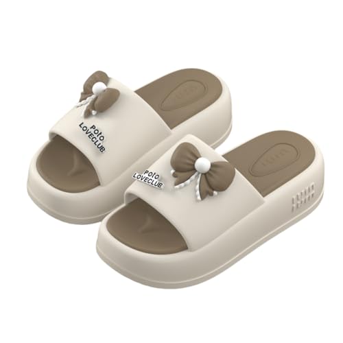 Shower Slippers Bowknot Thick-soled Women's Summer Home Indoor Non-slip Cute Outdoor ls-black-37-38