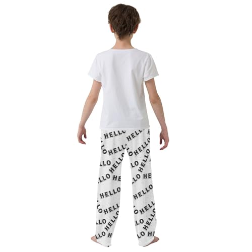 ZZKKO Greetings English Language Boys Pants for Kids Jogger Pants with Pockets S-XL3