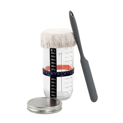 Bloepum 1Set Glass Airtight Jar Sourdough Maker Natural Fermentation Jar +Lid and Scale Dough Fermentation Kit