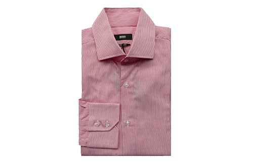 Chemise coton homme rouge à rayures BOSS Gerald taille 38 formelle