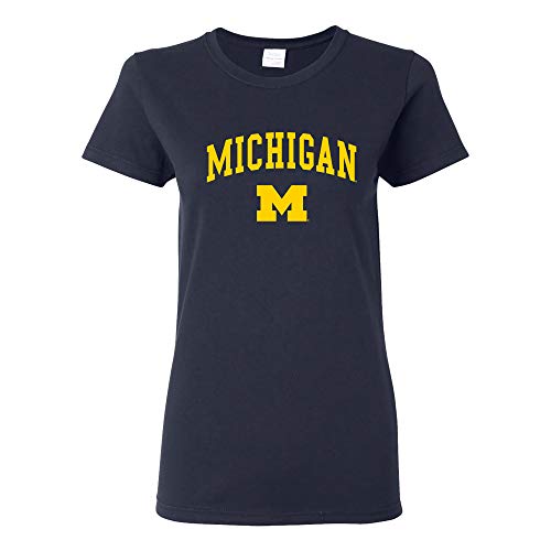 UGP Campus Apparel LS03 - Michigan Wolverines Arch Logo Womens T-Shirt - Large - Navy
