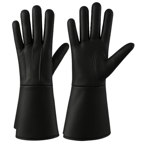 Hyrarious Unisex Leather Long Cuff Gauntlet Gloves &ndash; Medieval, Renaissance & Cosplay Gloves for...