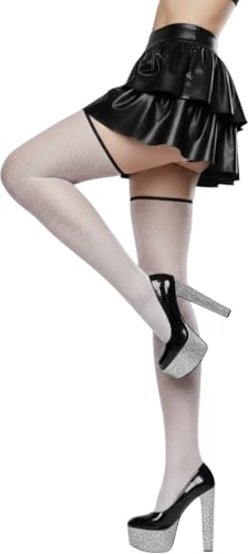 Image of ToBeInStyle Women's Fine Classic Fishnet Thigh High Stretch Nylon Novelty Stockings