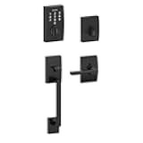 Touch FE375-CEN-622-LAT Matte Black Keyless Touchscreen Deadbolt with Century trim paired with Century Handleset and Latitude Lever with Century trim Entry Door Handleset