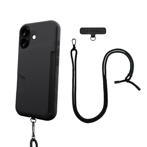 Image of Smartish iPhone 17 Wallet Case + Crossbody Lanyard Strap - [Slim + Protective] Phone Case Credit Card Holder + Universal Detachable Shoulder Neck Strap for Apple iPhone 17 - Black Tie Affair