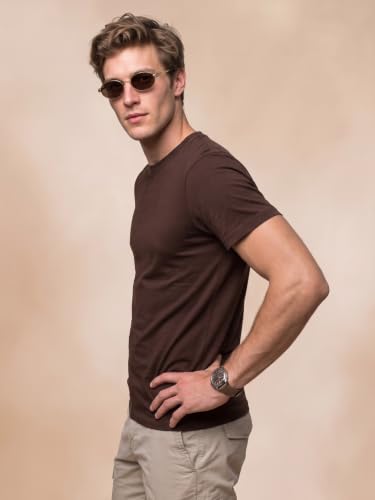 Image of Veirdo Regular Fit Half Sleeves Round Neck Solid Pure Cotton T-Shirt for Men (Available in White, Black, Swan White, Mustard, Maroon, Green, Lilac, Navy, Red Color)