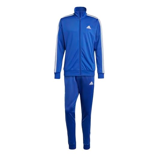 adidas mens Sportswear Basic 3-Stripes Tricot Track Suit Semi Lucid Blue Medium