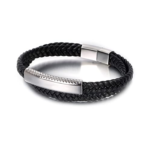 Bracelet en cuir tressé double rang KnSam, une idée cadeau punk idéale
