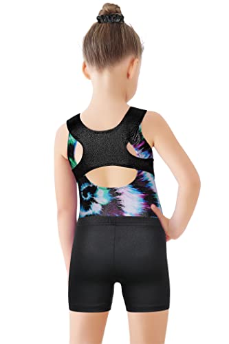 Xfgirls Leotard For Girls Gymnastics Hollow Back One-Piece Ballet Dancewear Outfit Little Girls Leotard With Short Set Black Tie Dye 11-12 Years #TOP7