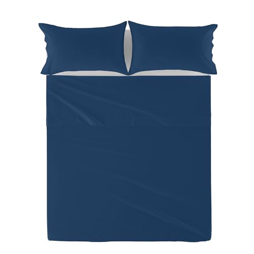 Drap plat grand format Basic Sabana 260x270 bleu marine tissu résistant - 6