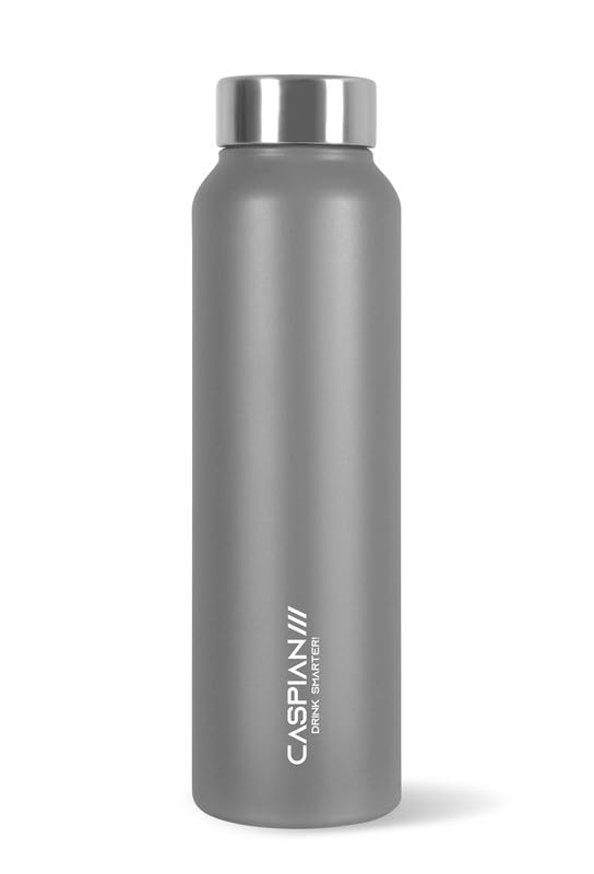 Image of CASPIAN / / / Astra ISI Certified Stainless Steel Water Bottle 1 LTR. (Gray Goose, 1 Litre) |Leak Proof Thunder for Fridge Home Office Travel School Kids Boys Girls Adults Sports Gym Yoga |BPA Free