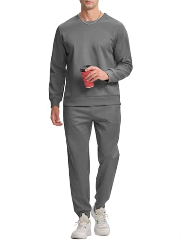 TBMPOY Mens Sweatsuits 2 Piece Set Tracksuits Jogging Outfits Long Sleeve Tops Jogger Pants Sweat Track Suits Casual Athletic