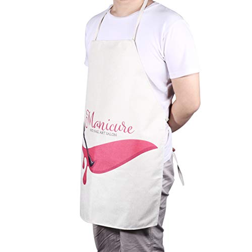 Cabilock Letter Printing Apron Cotton Linen Painting Apron Restaurant Cooking Baking Dress for Cafe Home Kitchen Household (Style 1) - Image 5
