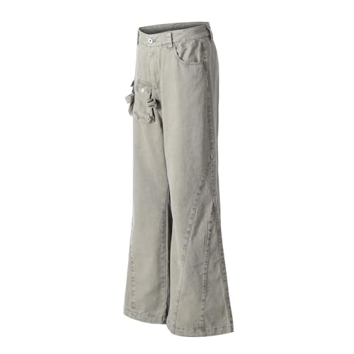 Men's Pants High Street Spring Fall American Retro Loose Straight Leg Casual Cargo Trouser for Men3