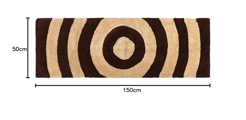 Image of THE HOME TALK Modern Polyester Area Rugs | Carpets for Living Room, Kitchen, Kid's Room, Bedroom | Microfiber Polyester Rugs | Shaggy Floor Carpet | Anti Skid Store (Beige and Brown, 50 x 150 cm)