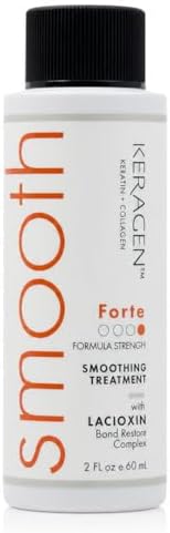 KERAGEN Forte Keratin Smoothing Treatment โ Professional Hair Restructuring System for Coarse & Resistant Hair | Formaldehyde Formula, Dimethicone Crosspolymer Seal | Lasts 20+ Washes | 2 oz