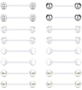 FECTAS Zungenpiercing Set 24stk - 14G Chirurgenstahl 12mm Silber & Schwarz