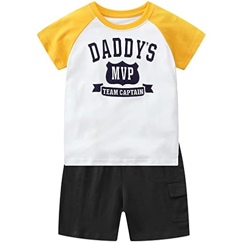 CRAZY GOTEND Little Boys/Girls DADDY' TEAM CAPTAIN Shorts Clothes Set 2Pcs,4-5T Cover