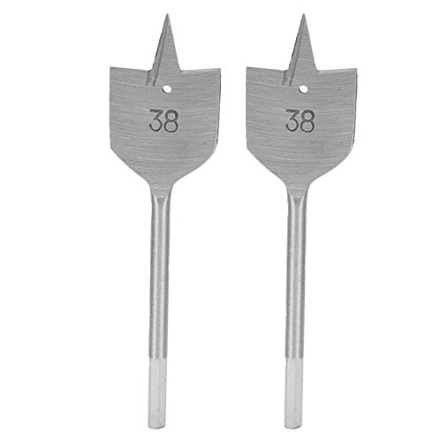 Fafeicy 2Pcs 38mm Flat Wood Drill Bit Set, High Carbon Steel Spade Boring Bit, Extra Sharp Cutting Thorns Woodworking Drilling Tool for Clean Holes