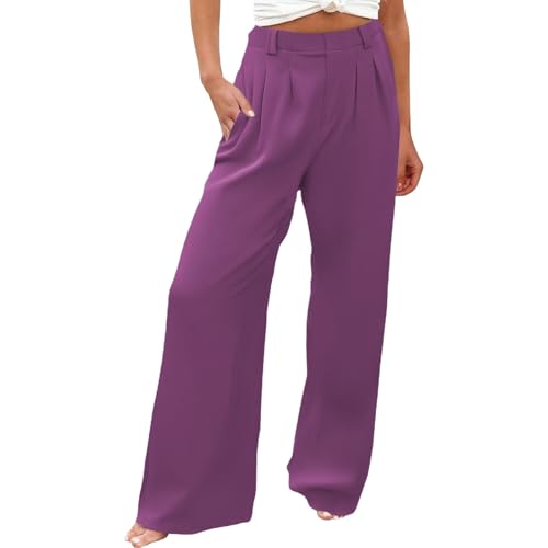 Pantalon ample pour femme 7/8 rose XXL coupe fluide et coupe grand confort